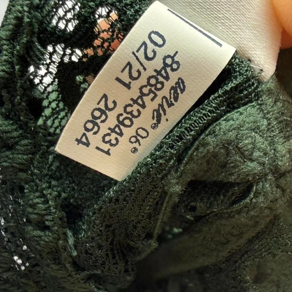 Aerie Eyelash Lace Bralette Dark Green Wireless Floral Lace Bra Medium